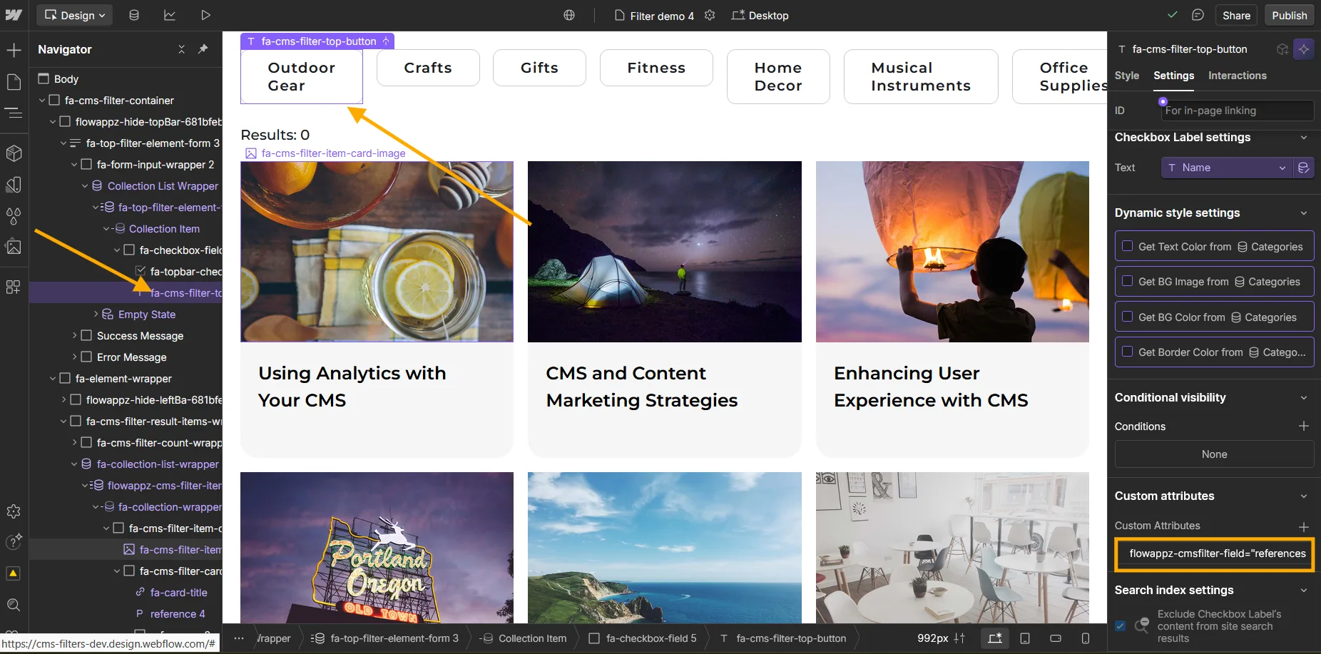 Click on one of the top nav button