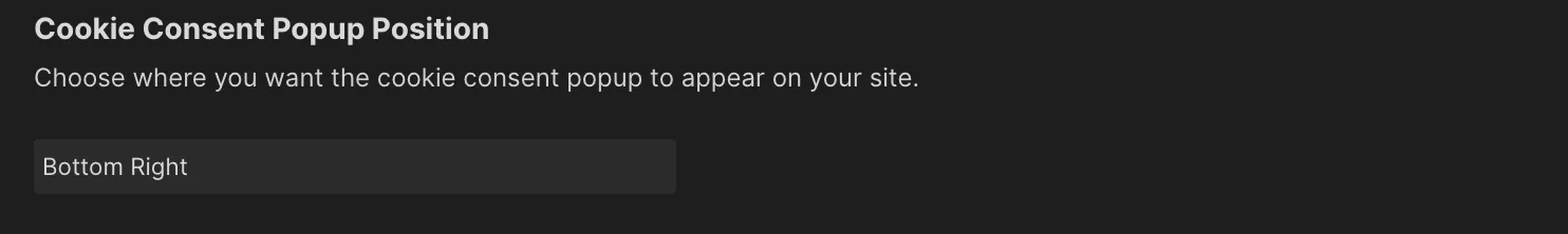 Cookie Consent Popup Position — screenshot 1