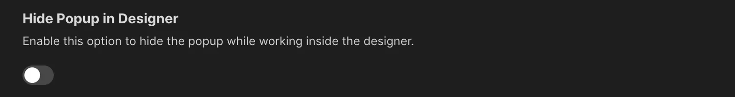 Hide Popup in Designer — screenshot 1