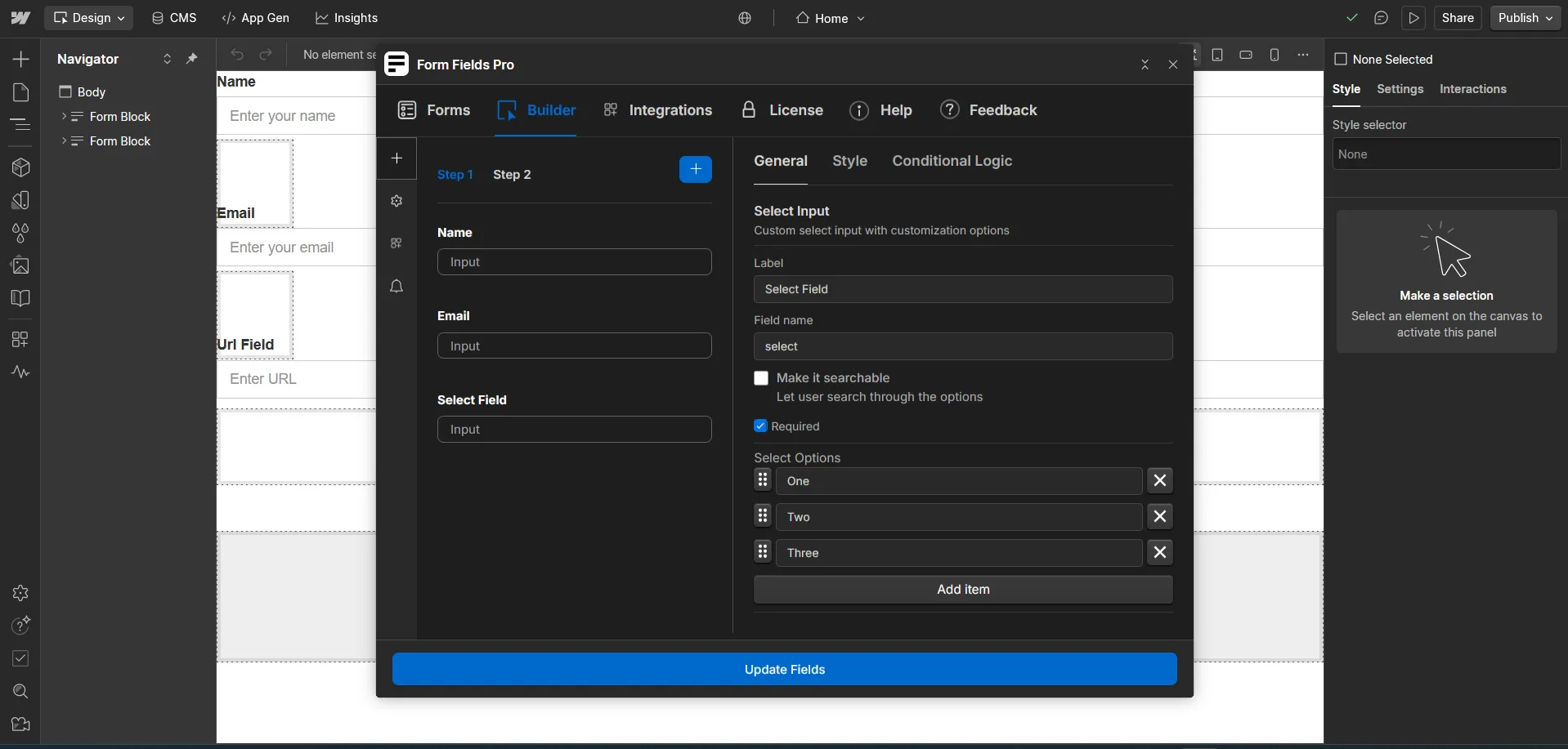 Select Input — screenshot 1