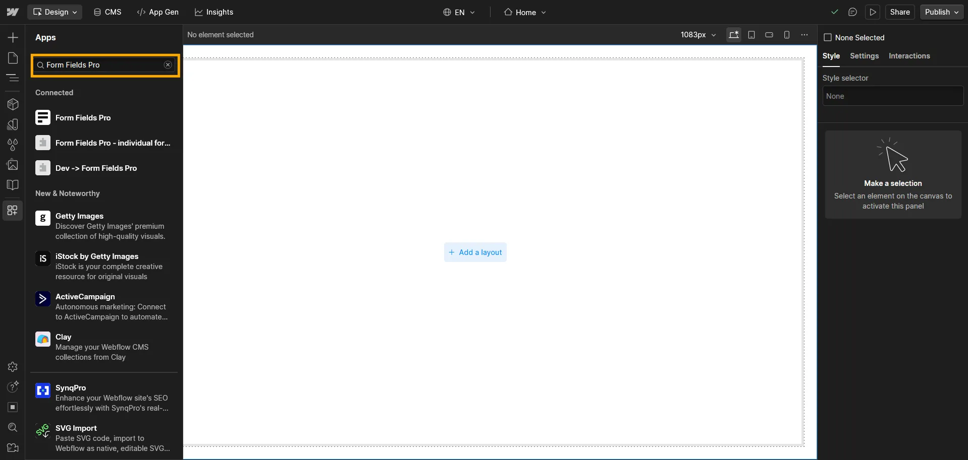Installing Form Fields Pro — screenshot 2