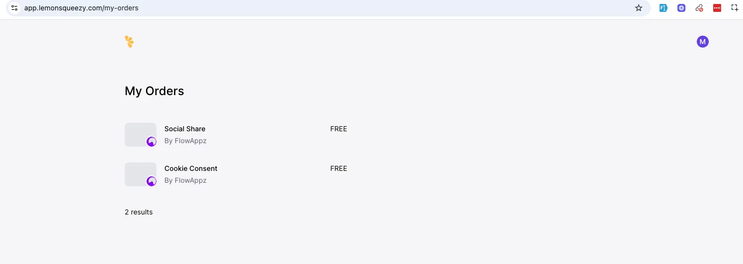 All your orders listed in the dashboard