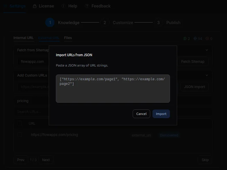 Knowledge — Train Your Chatbot — screenshot 3