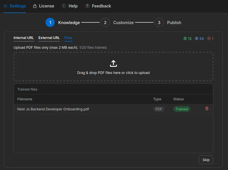 Knowledge — Train Your Chatbot — screenshot 4